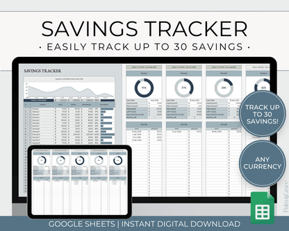 Savings Tracker Google Sheets Spreadsheet Template - Palm &amp; Grace
