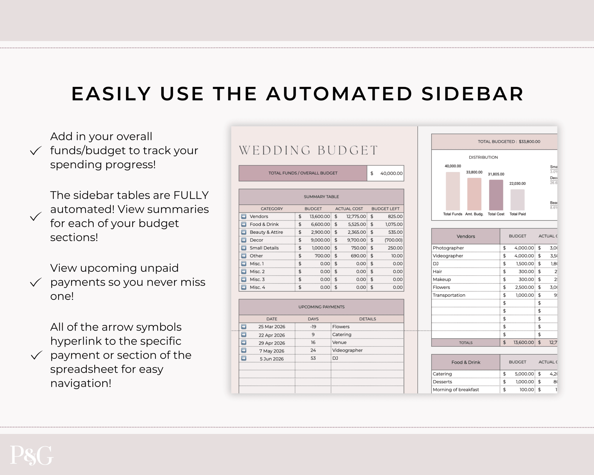 Simple Wedding Budget Spreadsheet for Google Sheets - Palm &amp; Grace