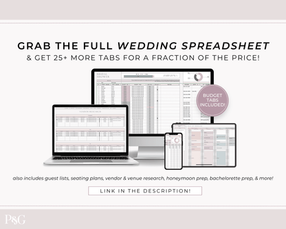 Simple Wedding Budget Spreadsheet for Google Sheets - Palm &amp; Grace