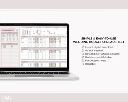 Simple Wedding Budget Spreadsheet for Google Sheets - Palm &amp; Grace