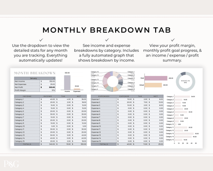 Small Business Bookkeeping Spreadsheet Template For Google Sheets - Palm &amp; Grace 