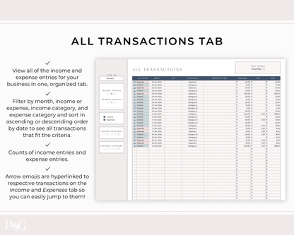 Small Business Bookkeeping Spreadsheet Template For Google Sheets - Palm &amp; Grace 