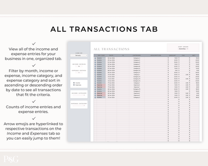 Small Business Bookkeeping Spreadsheet Template For Google Sheets - Palm &amp; Grace 