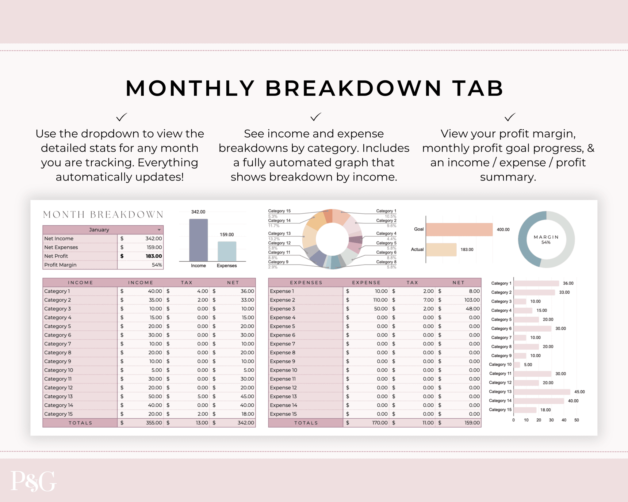 Small Business Bookkeeping Spreadsheet Template For Google Sheets - Palm &amp; Grace 