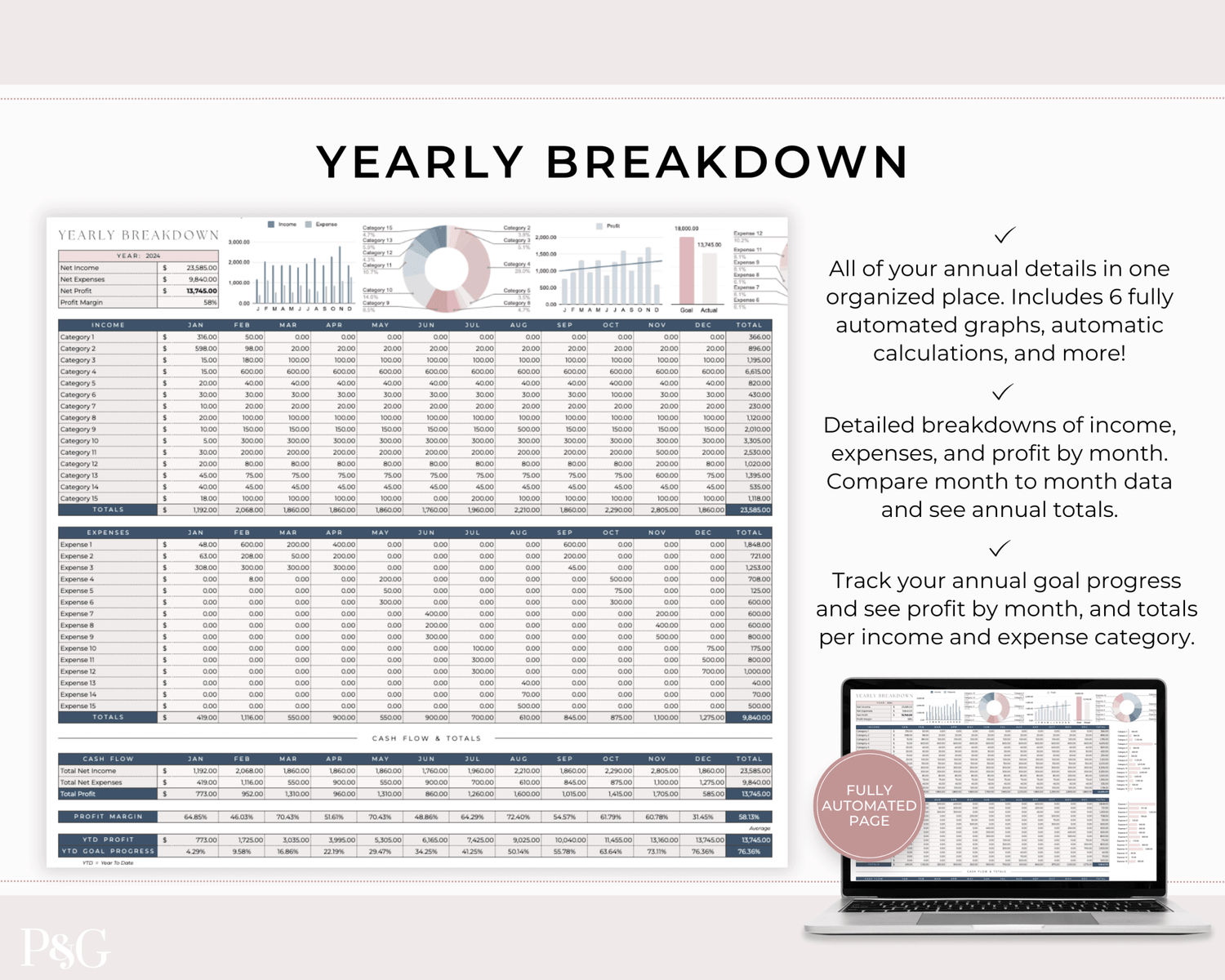 Small Business Bookkeeping Spreadsheet Template For Google Sheets - Palm &amp; Grace 