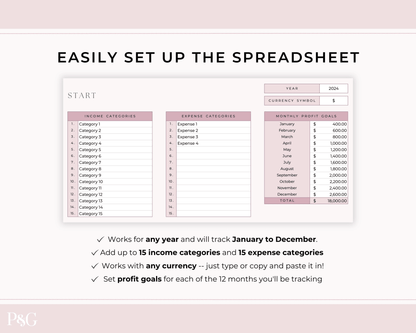 Small Business Bookkeeping Spreadsheet Template For Google Sheets - Palm &amp; Grace 
