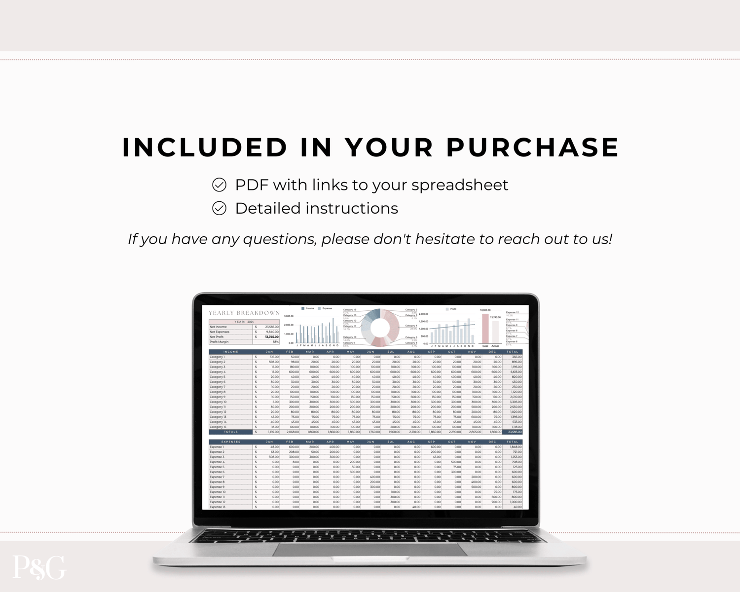 Small Business Bookkeeping Spreadsheet Template For Google Sheets - Palm &amp; Grace 