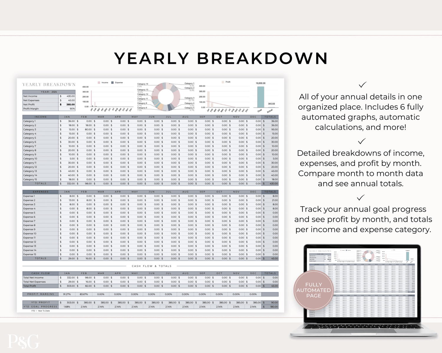 Small Business Bookkeeping Spreadsheet Template For Google Sheets - Palm &amp; Grace 