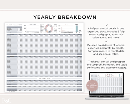 Small Business Bookkeeping Spreadsheet Template For Google Sheets - Palm &amp; Grace 