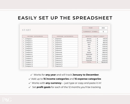 Small Business Bookkeeping Spreadsheet Template For Google Sheets - Palm &amp; Grace 