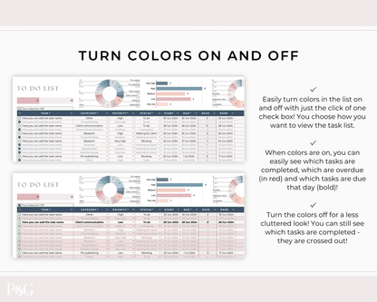 Task Tracker Spreadsheet for Google Sheets - Palm &amp; Grace