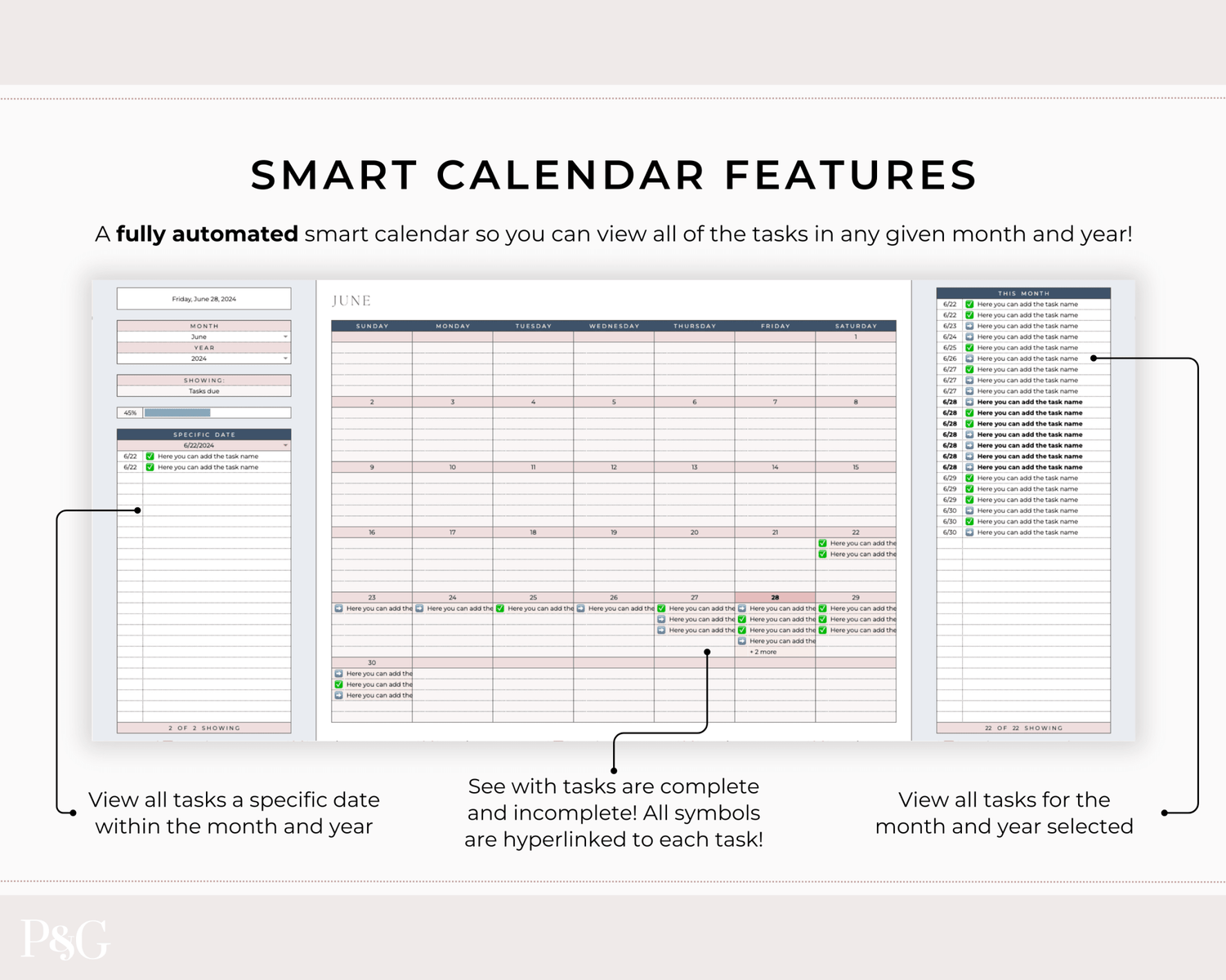 Task Tracker Spreadsheet for Google Sheets - Palm &amp; Grace