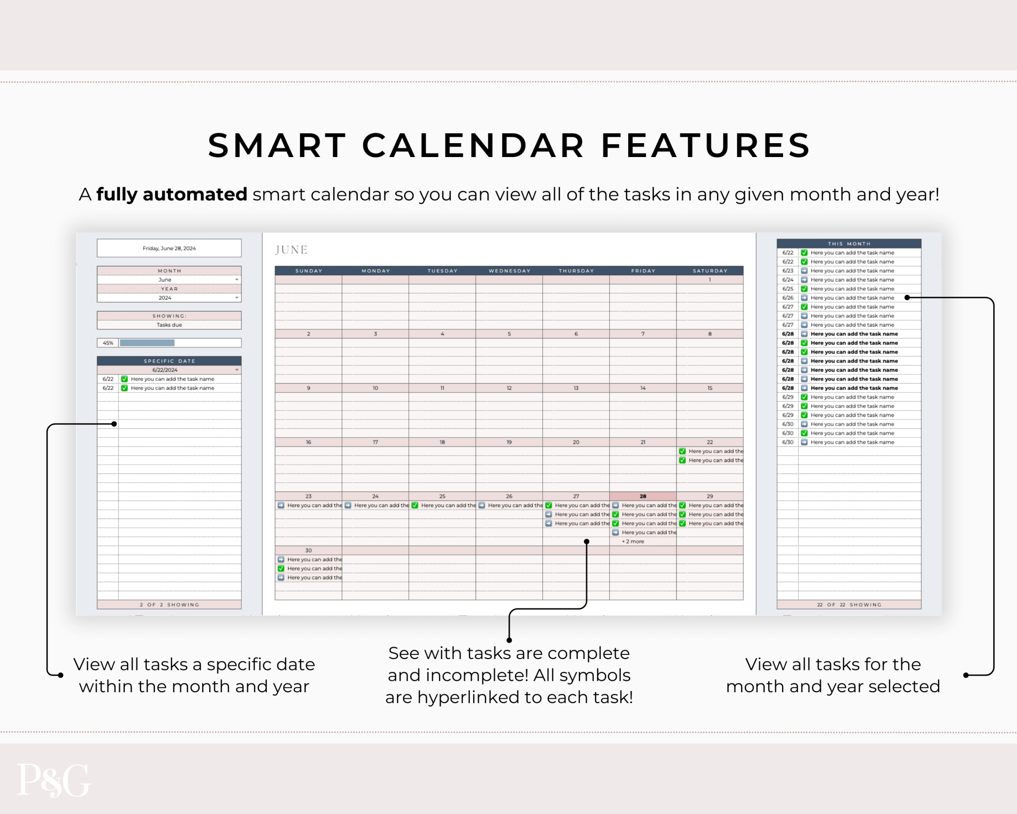 Task Tracker Spreadsheet for Google Sheets - Palm &amp; Grace