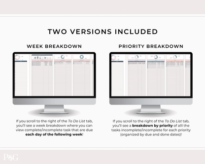 Task Tracker Spreadsheet for Google Sheets - Palm &amp; Grace