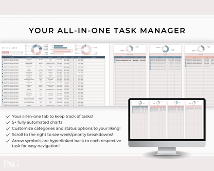 Task Tracker Spreadsheet for Google Sheets - Palm &amp; Grace