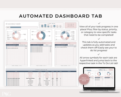 Task Tracker Spreadsheet for Google Sheets - Palm &amp; Grace