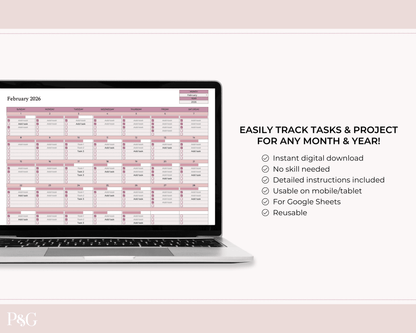 To - Do List Calendar Spreadsheet for Google Sheets - Palm &amp; Grace