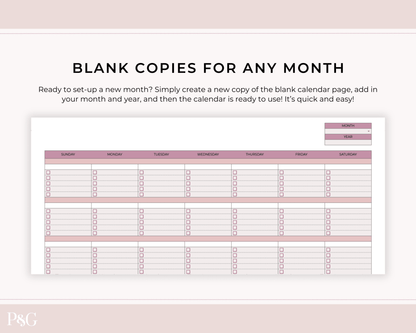 To - Do List Calendar Spreadsheet for Google Sheets - Palm &amp; Grace