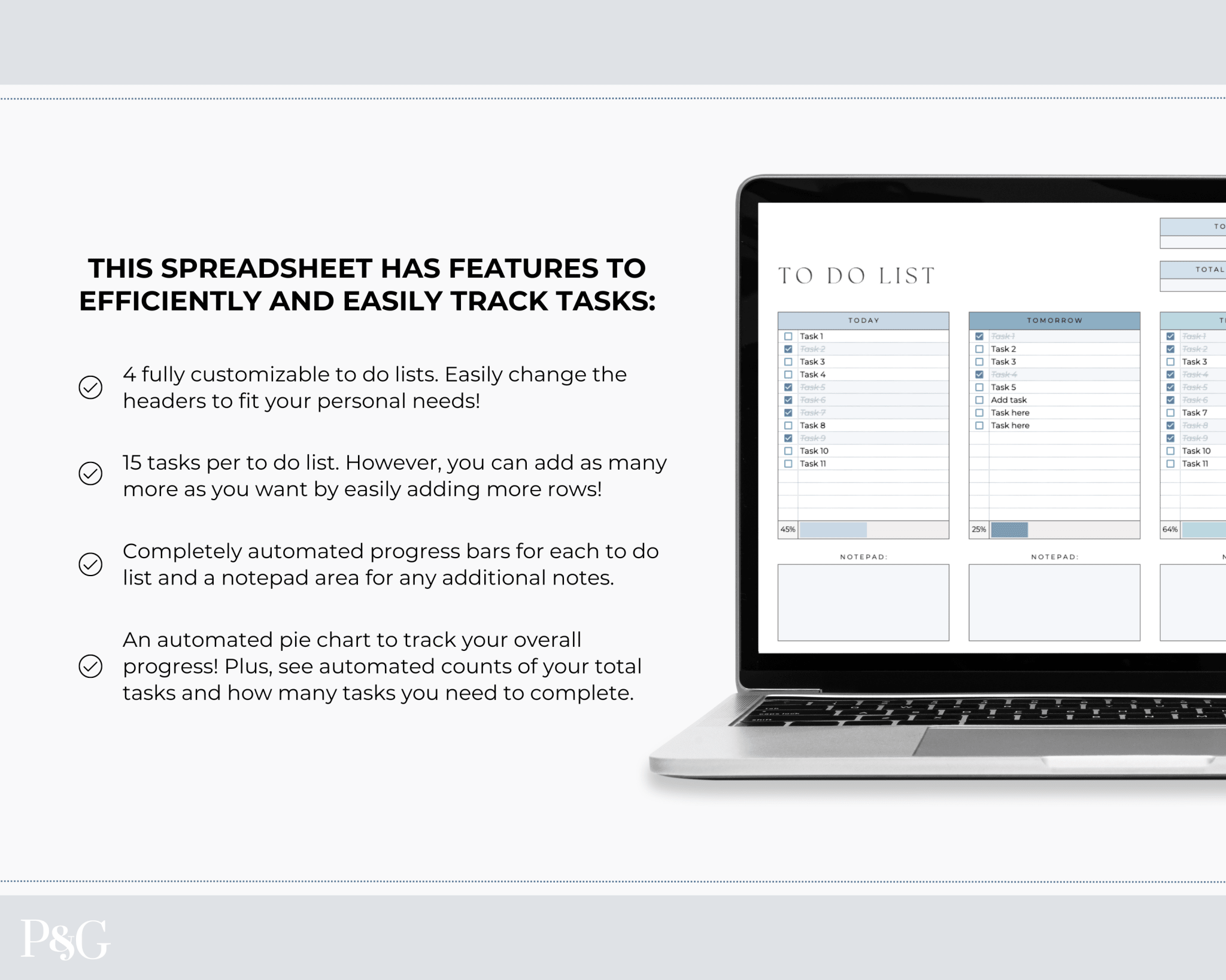 To Do List Spreadsheet Template for Google Sheets - Palm &amp; Grace