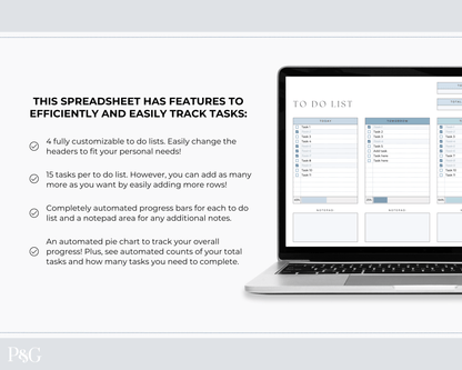 To Do List Spreadsheet Template for Google Sheets - Palm &amp; Grace