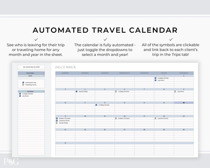 Travel Agent Planner Spreadsheet for Google Sheets - Palm &amp; Grace