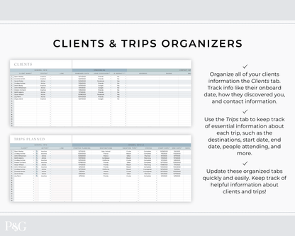 Travel Agent Planner Spreadsheet for Google Sheets - Palm &amp; Grace