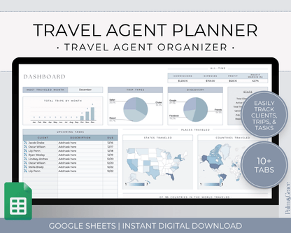 Travel Agent Planner Spreadsheet for Google Sheets - Palm &amp; Grace