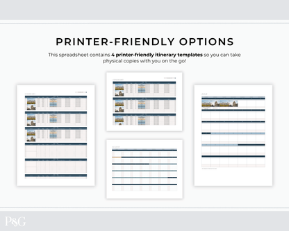 Travel Itinerary Templates for Google Sheets (Commercial Multi - Client License) - Palm &amp; Grace