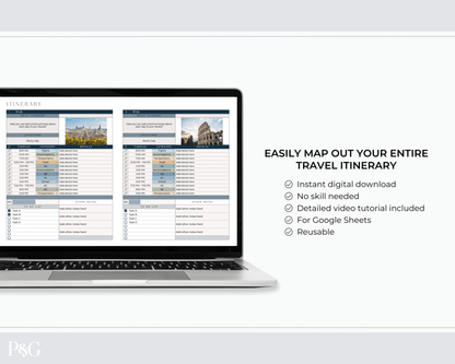Travel Itinerary Templates for Google Sheets (Commercial Multi - Client License) - Palm &amp; Grace