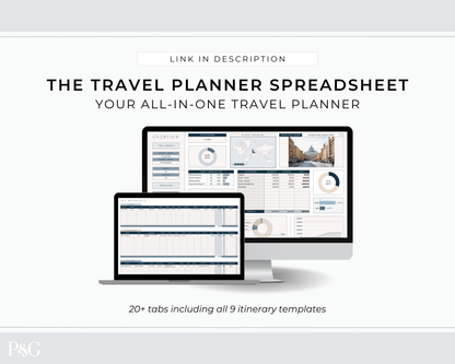Travel Itinerary Templates for Google Sheets (Commercial Multi - Client License) - Palm &amp; Grace