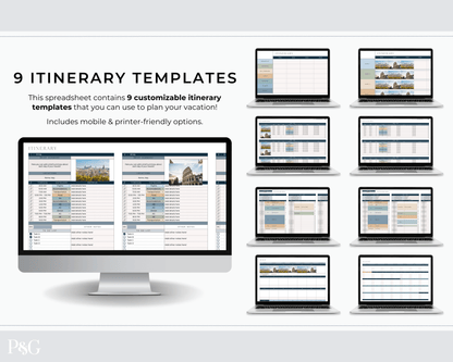 Travel Planner Spreadsheet Template for Google Sheets (Commercial Multi - Client License) - Palm &amp; Grace