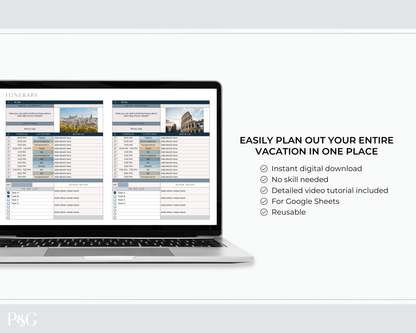Travel Planner Spreadsheet Template for Google Sheets (Commercial Multi - Client License) - Palm &amp; Grace
