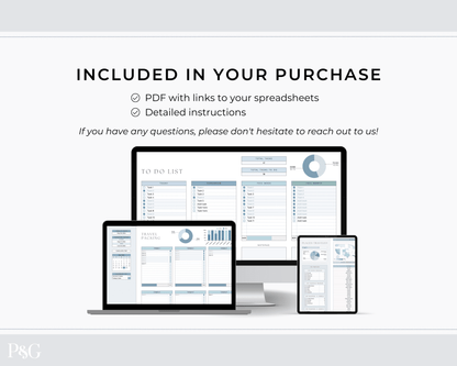 Travel Spreadsheet BUNDLE for Google Sheets - Palm &amp; Grace