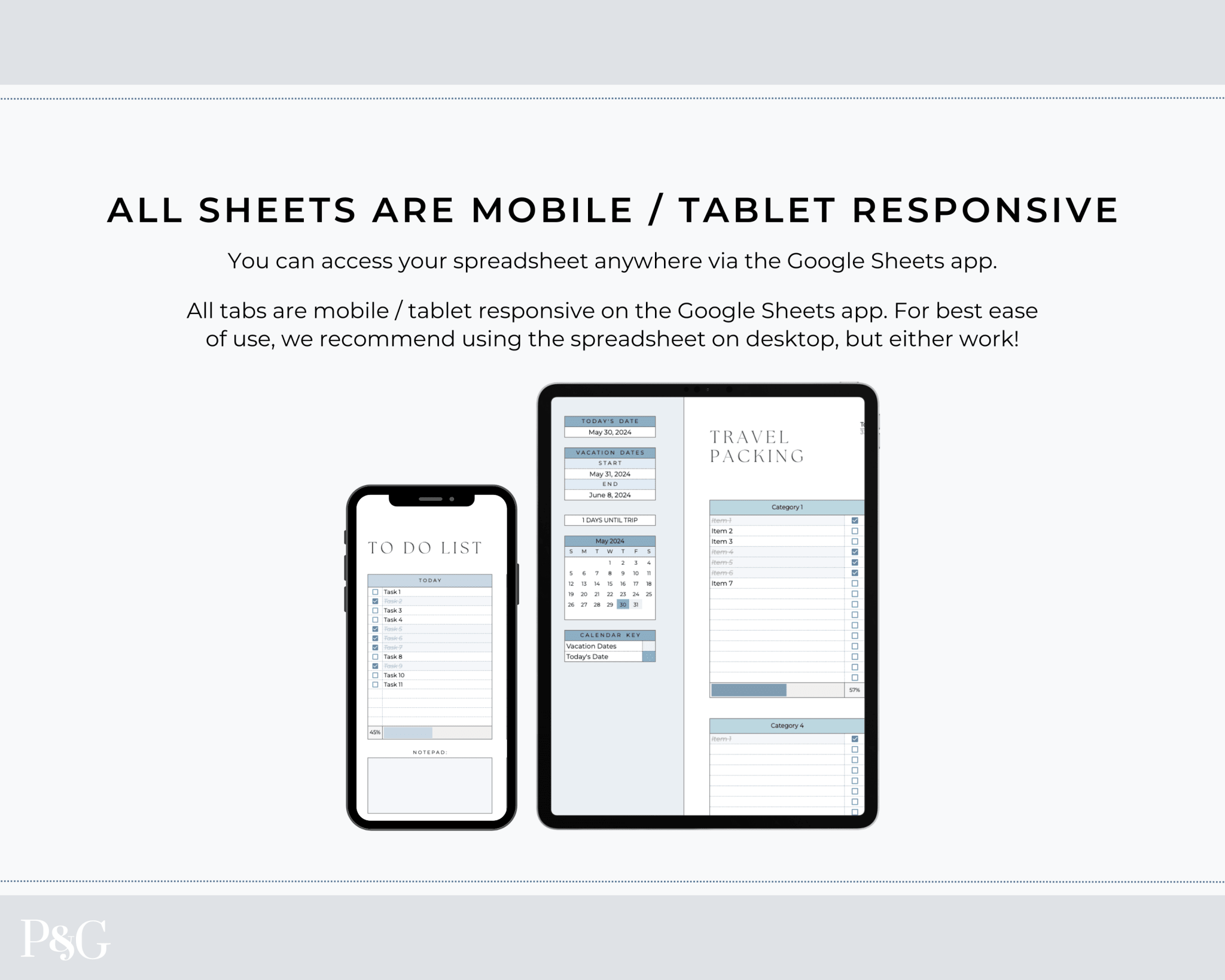 Travel Spreadsheet BUNDLE for Google Sheets - Palm &amp; Grace