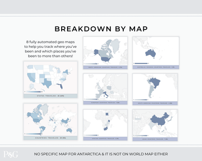 Travel Tracker Spreadsheet Template for Google Sheets - Palm &amp; Grace