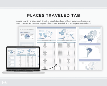 Travel Tracker Spreadsheet Template for Google Sheets - Palm &amp; Grace