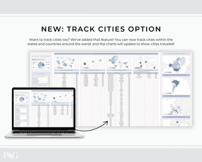 Travel Tracker Spreadsheet Template for Google Sheets - Palm &amp; Grace