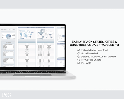 Travel Tracker Spreadsheet Template for Google Sheets - Palm &amp; Grace