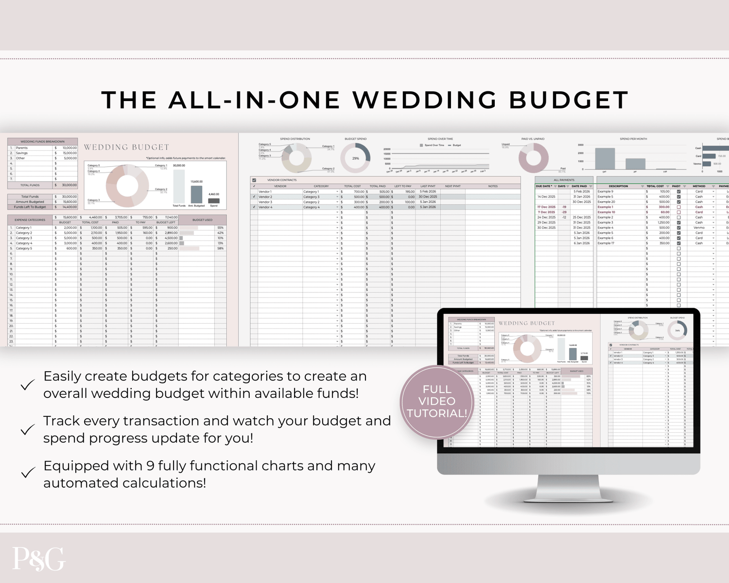Wedding Budget Spreadsheet Template for Google Sheets (Version 2.0) - Palm &amp; Grace