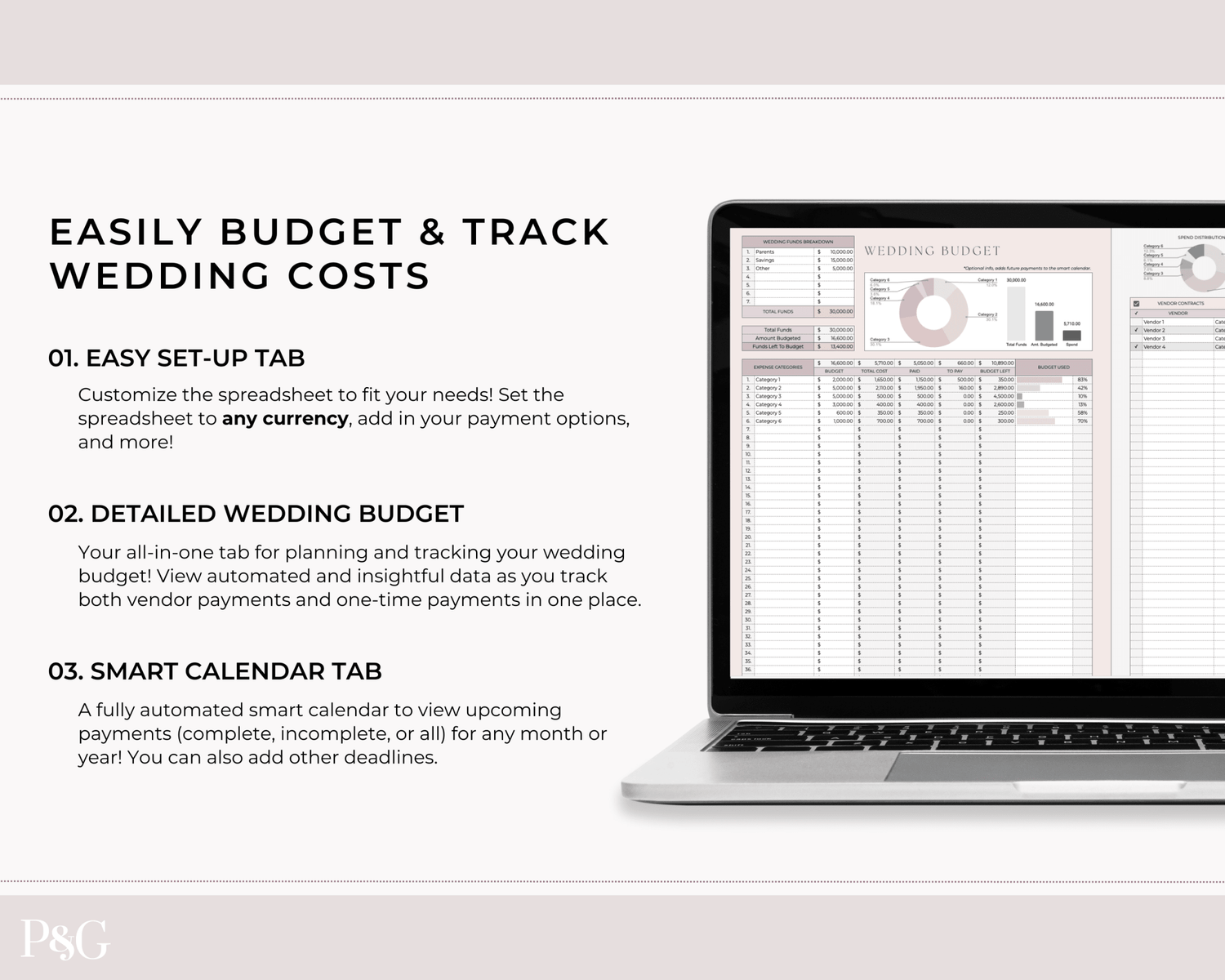 Wedding Budget Spreadsheet Template for Google Sheets (Version 2.0) - Palm &amp; Grace