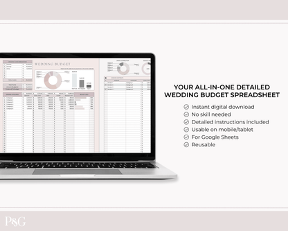 Wedding Budget Spreadsheet Template for Google Sheets (Version 2.0) - Palm &amp; Grace