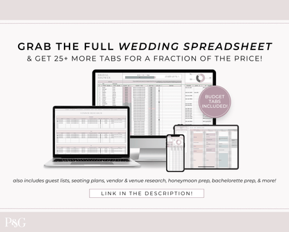 Wedding Budget Spreadsheet Template for Google Sheets (Version 2.0) - Palm &amp; Grace
