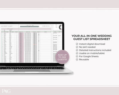 Wedding Guest List Spreadsheet Template for Google Sheets (Version 2.0) - Palm &amp; Grace