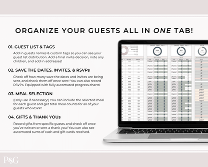 Wedding Guest List Spreadsheet Template for Google Sheets (Version 2.0) - Palm &amp; Grace