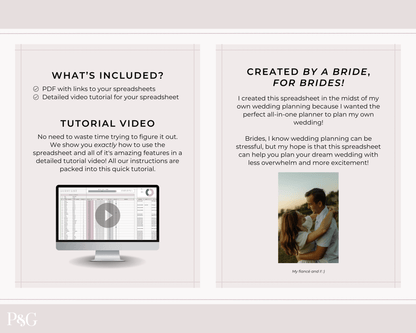 Wedding Planner Spreadsheet Template For Google Sheets (Commercial Multi - Client License) - Palm &amp; Grace