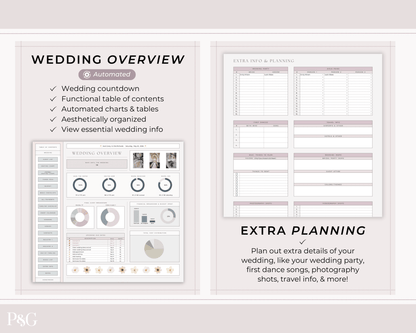 Wedding Planner Spreadsheet Template For Google Sheets (Commercial Multi - Client License) - Palm &amp; Grace