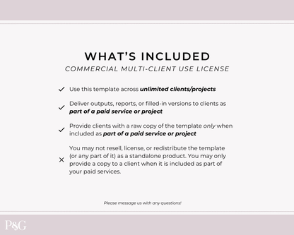 Wedding Planner Spreadsheet Template For Google Sheets (Commercial Multi - Client License) - Palm &amp; Grace