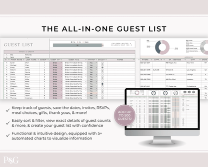 Wedding Planner Spreadsheet Template For Google Sheets (Commercial Multi - Client License) - Palm &amp; Grace