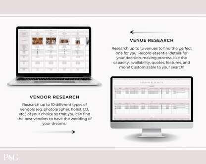 Wedding Planner Spreadsheet Template For Google Sheets (Commercial Multi - Client License) - Palm &amp; Grace