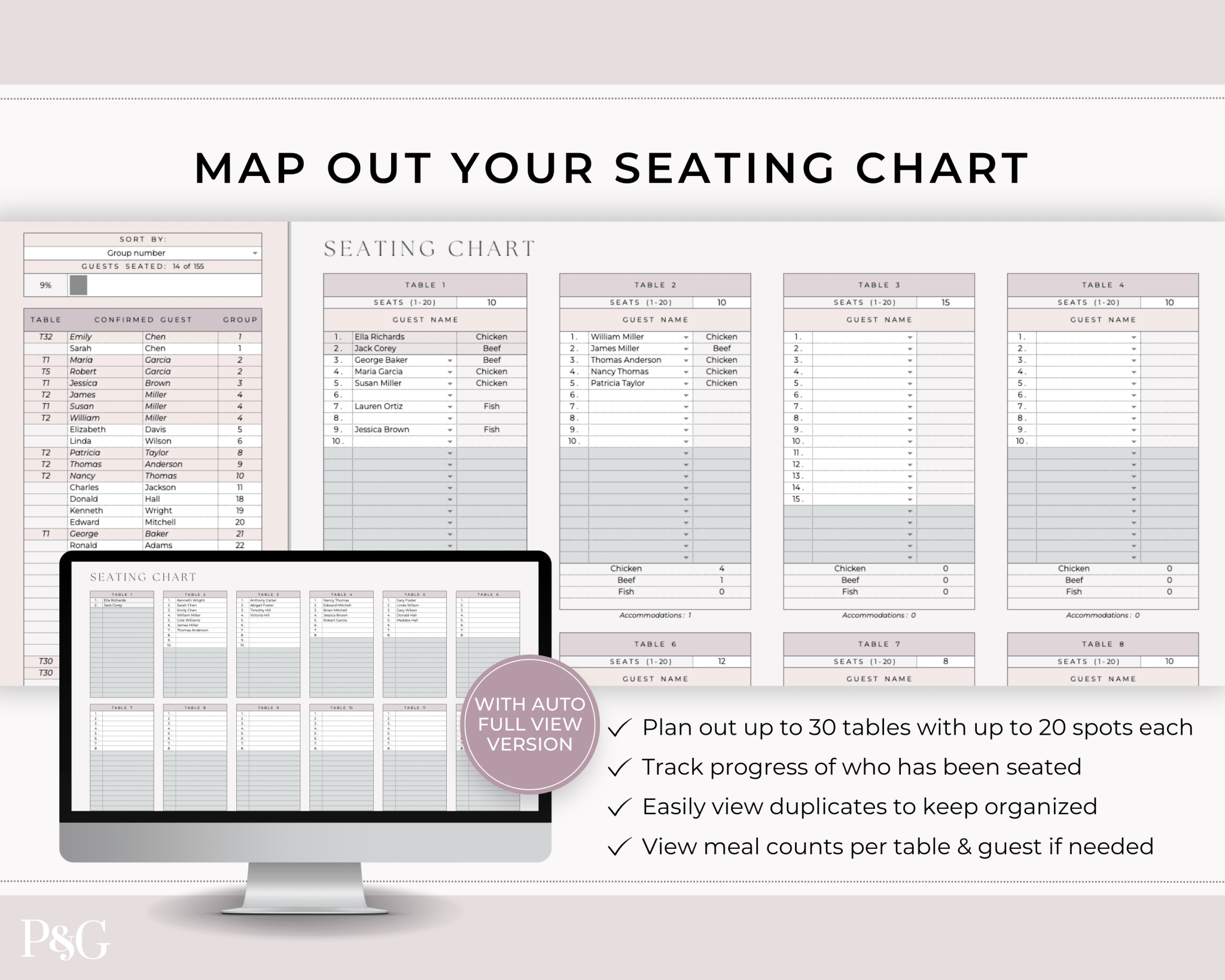 Wedding Planner Spreadsheet Template For Google Sheets (Version 2.0) - Palm &amp; Grace